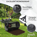 Compost and Peat Moss Spreader with Updated 2 in 1 ATV & T Shaped Handle, 16”WX48”L, Lawn and Garden Peat Moss Roller w/Laser Cutting Wire Mesh Baskets for Spreading Manure, Topsoil by GreenHaven Gardens