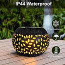 Solar Table Light Outdoor Waterproof- Solar Powered LED Lamp Hollowed-Out Black Metal Desktop Decorative Lantern for Indoor Desk Bedroom Patio Garden Pathway Yard by GreenHaven Gardens