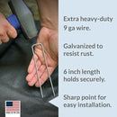 Pinnacle Mercantile 100 Pack Galvanized Garden Stakes Landscape Staples Extra Heavy Duty Sod Ground Anchors Anti Rust 6 inch Metal Pins 9 Gauge USA Made … by CozyNest Decor