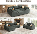 Nolany Modular Sectional Couch with Storage Ottoman, Corduroy Sleeper Sectional Sofa with Chaise, Sectional Couches for Living Room, Green by CozyNest Decor