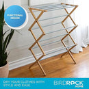 BirdRock Home Wooden Clothes Drying Rack | 3-Tier Foldable Bamboo Laundry Stand | Water-Resistant, Fully Assembled, Collapsible Indoor/Outdoor Dryer for Hanging Clothes | Grey by CozyNest Decor