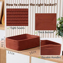 Large Shallow Organizing Baskets 15x11x5.1 Inches - Rope Woven Storage Bins for Bathroom, Shelves, Cube Closet, Red 2 Packs by CozyNest Decor