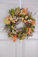 24" Fall Wreath for Front Door Handmade with Artificial Autumn Leaves, Natural Pinecones, Faux Berries and Wheat, Autumn Harvest Wreath Decoration for Home Farmhouse Door Wall Window Porch by CozyNest Decor
