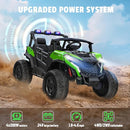 24V 2 Seater Ride on Car Truck, 4x200W, EVA Tires, Remote Control, 4WD/2WD, Rainbow Lights, Shock Absorbers, Bluetooth, Ride On UTV Toy for Kids Ages 3-8, Green by TinyTreasures Baby Boutique