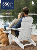 KINGYES Folding Adirondack Chair with Dual Cup Holders - HDPE All-Weather Outdoor Chairs, Wood-Like Patio Chair for Backyard, Camping, Pool & Fire Pit, White by GreenHaven Gardens