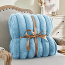 BEDELITE Faux Rabbit Fur Blanket, Luxurious 3D Striped Spring Blanket for Decor & Gift, Soft and Warm Plush Fluffy Faux Fur Throw Blanket All Seasons Suitable, (Light Blue, 60"x 80") by CozyNest Decor