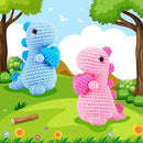 Heart Dinosaurs Crochet Kit for Beginners - 2PCS Blue and Pink Dinosaurs Crochet Kit with Step-by-Step Video Tutorials, Dinosaur Crochet Starter Kit for Adult Kid, Crochet Stuffed Animal Knitting Kit by TinyTreasures Baby Boutique