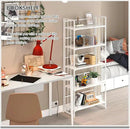 4NM No Assembly 5 Tiers Folding Bookshelf, 59.4" H Foldable Storage Shelves Vintage Bookcase Standing Racks Study Organizer Home Office - All White by CozyNest Decor