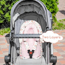 Baby Car Seat Head Support for Newborn, GFU 2 in 1 Infant Car Seat Head Body Support with Strap Pads, Soft Stroller Cushion Pillow Insert for Girls, Fits for Stroller, Swing, Pink Floral by TinyTreasures Baby Boutique