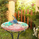 VCUTEKA 18" Outdoor Glass Birdbath with Sturdy Metal Stand for Lawn, Yard, or Garden Decor Bird Lovers Gift, Flamingo Bird Bath Detachable, 22" Height by GreenHaven Gardens