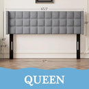 VECELO Headboard Queen Size, Linen Upholstered Headboards Only with Nailhead Trim Wingback, Square Stitched Design, Adjustable Height from 40" to 49.8", Light Grey by CozyNest Decor