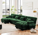 Modular Sectional Sofa, Comfy Cloud Couch 4 Seater Couch with Ottoman, Sectional Couches for Living Room, Modern Chenille U Shaped Couches, Sleeper Deep Seat Sofa with Throw Pillows, Green by CozyNest Decor