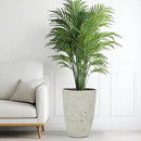 19.5" Resin Tall Planters for Outdoor Plants, Set of 2 Country White Large Flower Pots with Handmade Birch Bark Texture, Heavy-Duty and Weather-Resistant for Year Round Indoor Outdoor use by CozyNest Decor