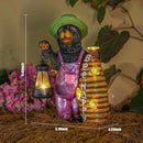 Solar Adorable Bear Garden Statue with Beehive and Lantern - “Bee Happy” Resin Outdoor Decoration for Yard, Patio, or Home Decor by CozyNest Decor