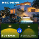 Barrina 36 LEDs Landscape Solar Spotlights, Solar Powered Dusk-to-Dawn Outdoor Garden Lights, 6500K & 2700K, 360° Horizontal Adjustable Spotlights for Garden Yard Patio Driveway Porch, 4 Packs by GreenHaven Gardens