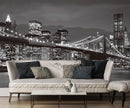 Grey City Wallpaper Brooklyn Bridge Nightscape Wall Mural for Living Room Bedroom Dining Room Office(Not Self-Adhesive) by TinyTreasures Baby Boutique