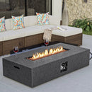 COSIEST 56-inch x 28-inch Outdoor Propane Fire Pit Coffee Table w Concrete Rectangle Base, 50,000 BTU, Free Lava Rocks and RainCover, Fits 20lb Tank Outside, Gray by GreenHaven Gardens