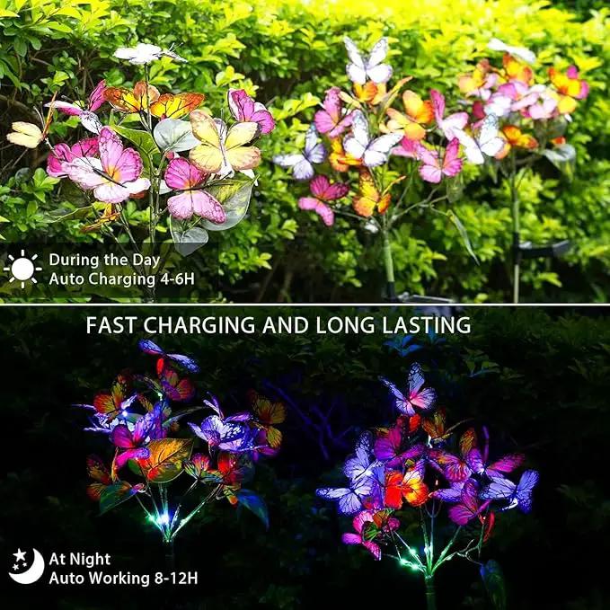 Solar Garden Lights Outdoor Waterproof Decorative Solar Lights Outdoor 8 Pack with 176 LED 136 Butterfly Flower Garden Decor Yard Decorations Patio Lawn, Gifts for Mother's Day Mom Women, photo 2 of 9