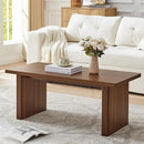 Rectangular Fluted Coffee Table, Farmhouse Wood Coffee Table Mid Century Modern Center Table Boho Living Room Tables for Living Room Office (Walnut, 19.69" D x 43.3" W x 17.72" H)