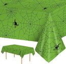 2 Pcs Halloween Tablecloth - Plastic Halloweens Spider Webs Table Cloth, Green Disposable Rectangle Spiderweb Table Cover for Halloween Party Decorations Supplies Favors Tables Decor, 108 x 54 Inch by CozyNest Decor