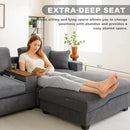 120.3" Modern L-Shaped Sectional Sofa with 360°Swivel Drop-Down Table, Storage Armrest, USB Ports & Movable Storage Ottoman – Plush Linen Cloud Couch for Lounge (Grey) by CozyNest Decor