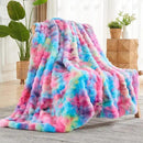 NEWCOSPLAY Faux Fur Throw Blanket Dark Rainbow Luxury Fluffy Thick Warm Bubble Blanket for Couch Sofa Bed 700GSM (Dark Rainbow, Throw(50"x60")) by CozyNest Decor