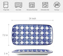 Selamica Ceramic Serving Platters, 14 Inch Serving Trays for Party Entertaining, Large Rectangular Serving Plates for Appetizer, Charcuterie, Dessert, Fruit, Set of 4, Vintage Blue by CozyNest Decor
