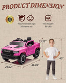 Licensed Ram 1500 12V Ride on Toys, Kids Ride on Car with Remote Control, Electric Vehicle for Toddler with Smooth Start, Pickup Truck Bed Storage, Spring Suspension, Aux Port (Pink) by TinyTreasures Baby Boutique
