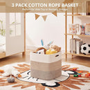 OIAHOMY 13 Kallax Inch Cube Storage Bins, 3-Pack Cotton Rope Woven Baskets for Organizing, Kallax Insert Storage Baskets for Shelves, Baby Nursery, Closet Organizer, 13*13*12.6IN, Gradient Brown by TinyTreasures Baby Boutique