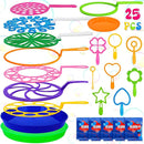 Roberly 25 PCS Big Bubble Wands Set with Tray Solution, Giant Bubbles Wands Toys for Kids Adults Summer Outdoor Activities Birthday Gifts Party Favors by TinyTreasures Baby Boutique