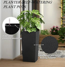 2Pcs 23in High Large Plant Pots Planter-Self-Watering,Modern Planter with Drain Holes,Water Level Monitor,Inner Bucket for Indoor/Outdoor Front Porch Patio,Black Rattan by CozyNest Decor