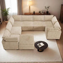 HOOOWOOO Modular Sectional Sofa,8 Pieces Sectional Couches for Living Room,131X98 G Shaped Cloud Couch with Ottoman Chaise Set(Beige Velvet Corduroy) by CozyNest Decor