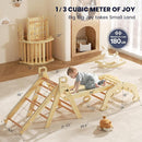 BlueWood 2025 8-in-1 Pikler Triangle Climbing Set Toddler Toys Indoor Baby Jungle Gym Climber Playground for Kids - Natural Wood by TinyTreasures Baby Boutique