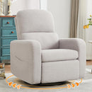 Swivel Rocker Recliner, Oversized Manual Nursery Glider Rocking Recliner with Removable Cushion, Upholstered Teddy Boucle Swivel Reclining Chair for Nursery Living Room Bedroom, Teddy Grey by TinyTreasures Baby Boutique