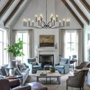 Black Living Room Chandelier 18 Light Hight Ceiling Foyer Candle Chandelier Large Dining Room Light Fixture Over Table 59in Metal Modern Chandeliers Hanging Light for Entry Master Bedroom by CozyNest Decor