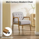 Linen Accent Chair, Mid Century Modern Chair for Living Room, Upholstered Comfy Lounge Armchair with Solid Wood Frame, Reading Side Chair for Bedroom,105°Ergonomic Comfort, Grey