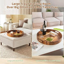 Large Ottoman Tray, 22" Big Ottoman Tray for Living Room, Large Serving Tray with Handles for Coffee Table Kitchen Counter,Great Round Wooden Trays with 4 Round Coasters for Appetizers, Dinner by CozyNest Decor