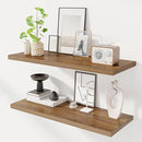 36" Floating Shelves for Wall, 12" Deep Slim Walnut Floating Shelves, Wall-Mounted Shelves for Bedroom, Living Room, Kitchen, Bathroom - Set of 2 by CozyNest Decor