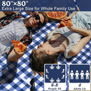 80"x80" Extra Large Waterproof Outdoor Mat - Sandproof Foldable Picnic Blanket for Family Camping, Backyard, Beach Parties - Heavy Duty & Easy Storage (Blue&White) by TinyTreasures Baby Boutique
