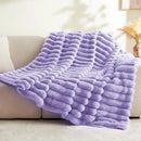 BEDELITE Faux Fur Throw Blanket for Couch, Soft and Cozy Luxurious 3D Striped Fluffy Blanket, 770GSM Thick Warm Plush Fuzzy Faux Rabbit Fur Blanket for Women Gift (Lavender, 60"x 80") by CozyNest Decor