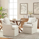 VKNOW Upholstered Dining Chairs Set of 2, Modern Kitchen Chairs Dinner Chairs with 4 Casters, Linen Armchair for Bedroom Reading Room Living Room, Beige by CozyNest Decor