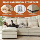113" Oversized Cloud Couch, U Shape Sectional 4 Seat Sofa with Double Chaises, 2 Layer Cusions, Deep Seat Comfy Sofa, Upholstery Chenille Fabric for Living Room, Beige by CozyNest Decor