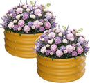 ZXZYHFTY Round Galvanized Raised Garden Bed kit,Yellow Outdoor Garden Raised Planter Box, Round Large Metal Raised Garden Beds for Vegetable 2 * 2 * 1ft 2 Pcs by GreenHaven Gardens