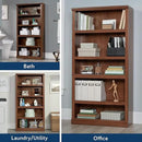 Sauder Miscellaneous Storage 5 Split Bookcase/Book Shelf, L: 35.28" x W: 13.23" x H: 69.76", Oiled Oak finish by CozyNest Decor