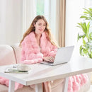 Lotus Karen Faux Fur Throw Blanket Pink - Big Bubble Rabbit Fluff Blanket for Couch, Sall Fluffy Fuzzy Cozy Blanket,Thick Furry Plush Shaggy Blankets,60x80 Inches by CozyNest Decor