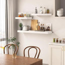 White Floating Wood Shelves for Wall 48 Inch, 8 in Deep Pine Shelf Floating Home Decor, Heavy Duty Shelf Hold 100 lbs, Wall Shelves for Bathroom Living Room Kitchen Bedroom Office Book, Set of 2 by CozyNest Decor