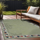 Beverly Rug Outdoor Rug 6x9 Modern Bordered Area Rugs for Indoor and Outdoor Patio Easy to Clean Non Shedding Living Room Porch Garden Washable Outside Carpet (6 x 9 Green) by CozyNest Decor