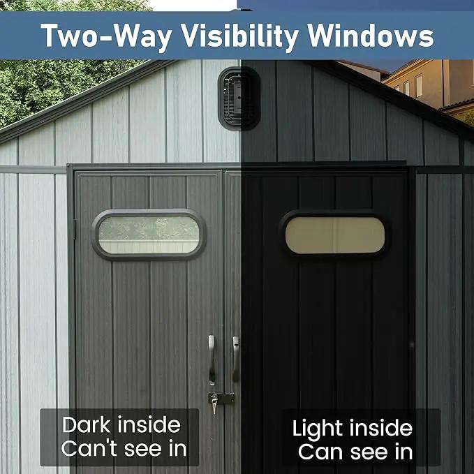Domi 6x4 FT Outdoor Resin Storage Shed, All-Weather Double-Wall Storage Building for Backyard, Garden, Lawn Tools, Mower, Bike & Pool Equipment, Lockable Doors, Ventilated Roof, Grey, photo 7 of 9