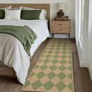 Lahome Checkered Green Runner Rug, 2x8 Carpet Runners for Hallway 8ft Non Slip Entryway Rug, Farmhouse Checkerboard Non Shedding Kitchen Mats for Floor Laundry Corridor by CozyNest Decor