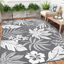 Pauwer Waterproof Outdoor Rug 6x9, Reversible Plastic Straw Patio Camping Rug, Indoor Outdoor RV Mat Carpet for Deck, Camper, Porch, Balcony, Backyard, Picnic, Floral Grey by GreenHaven Gardens